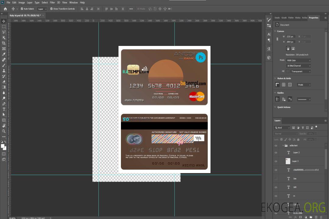Modèle de carte mastercard de la banque Ancoria de Chypre au format PSD, entièrement modifiable template Modèle de carte mastercard de la banque Ancoria de Chypre au format PSD, entièrement modifiable template